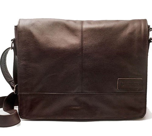 Chocolate Leather Shoulder Bag for Men